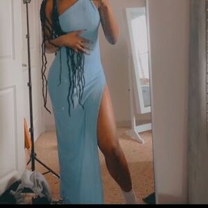 Ribbed knit high slit sundress​